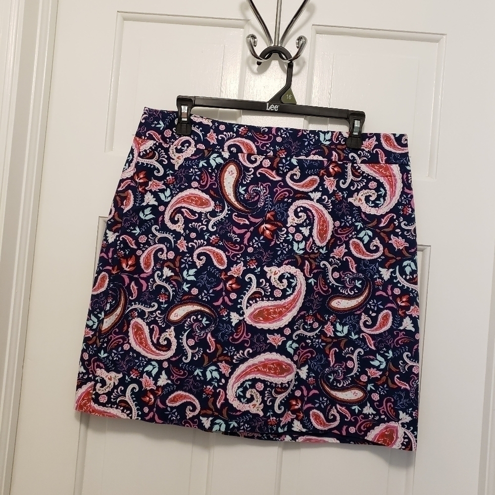 Talbots PAISLEY & FLORAL PRINT Lined Cotton A-line Skirt Size 12P, Classic